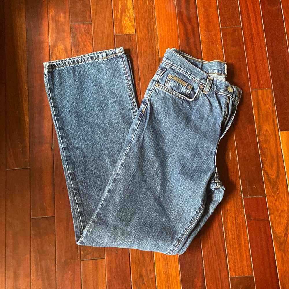 Calvin Klein Double Stone Wash Flare Jean Size 7 inseam 32